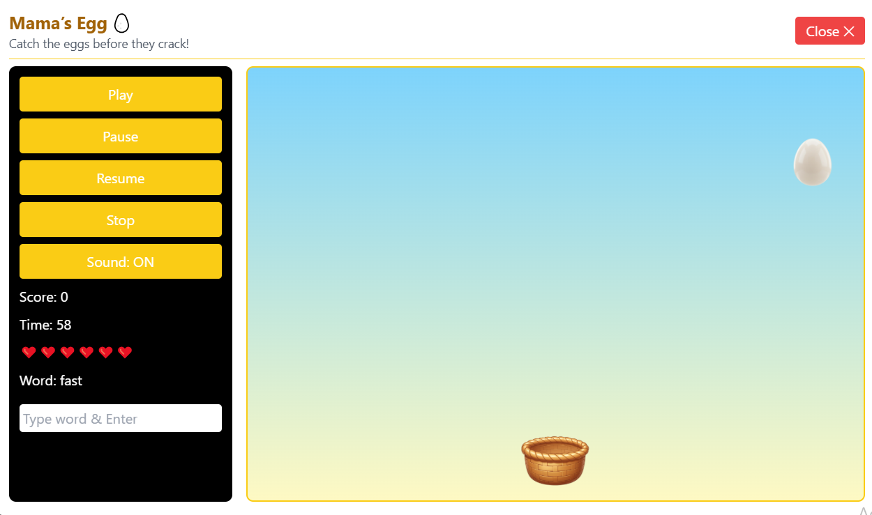 Mama's Egg typing game preview
